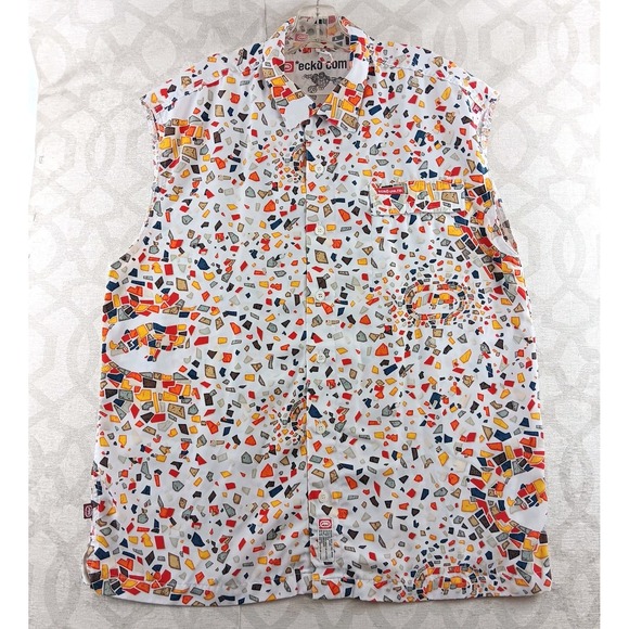 Ecko Unltd Tops - Ecko Unltd Sleeveless Button Up Women L Multicolor Geometric Streetwear Shirt